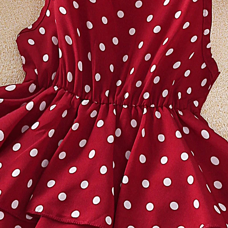 Elegant Summer Polka Dot Princess Dress for Girls
