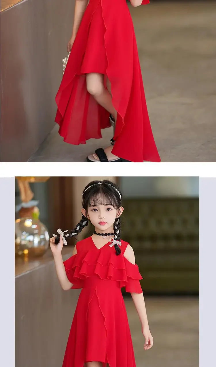 Girls Summer Boho Chiffon Maxi Beach Dress