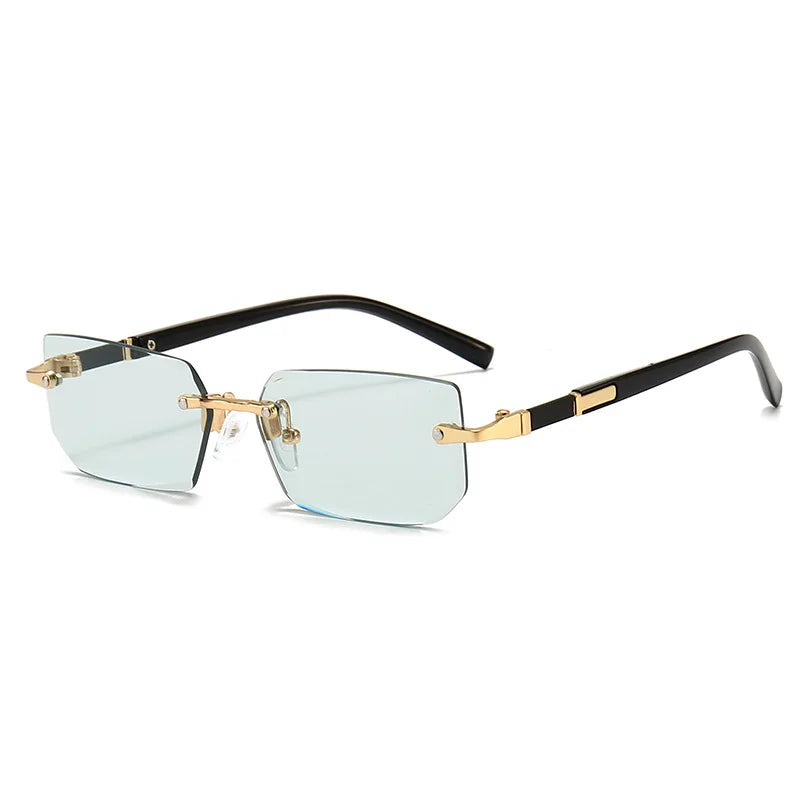 Rimless Rectangle Sunglasses | Unisex Small Square Sun Glasses