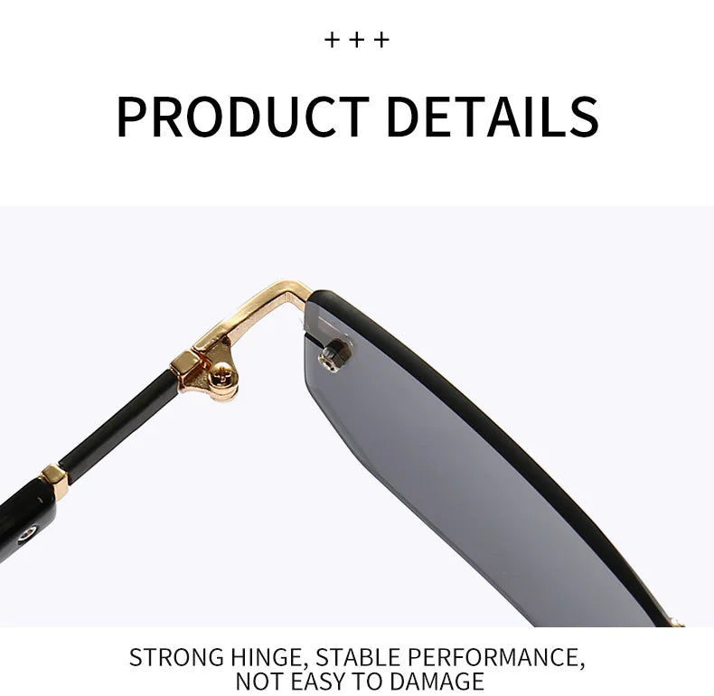 Rimless Rectangle Sunglasses | Unisex Small Square Sun Glasses