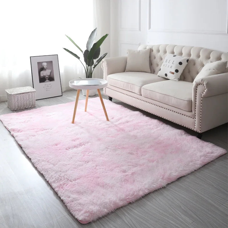 VIKAMA Tie-Dye Plush Area Rug | Soft Fluffy Non-Slip Home & Kids Mat