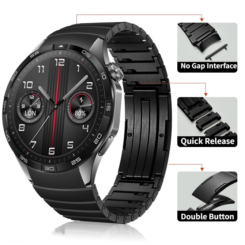 Mamiri-Store Official No-Gap Stainless Steel Band for Huawei Watch GT4 & GT5 46mm