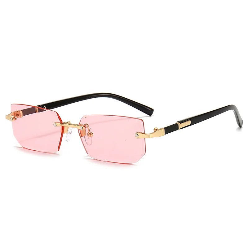 Rimless Rectangle Sunglasses | Unisex Small Square Sun Glasses