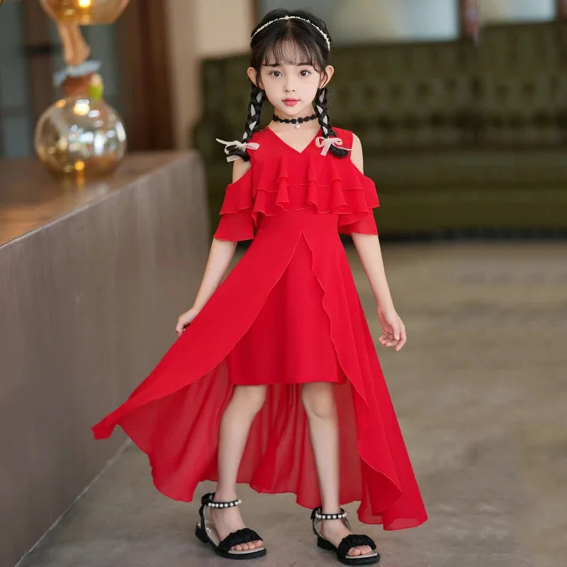 Girls Summer Boho Chiffon Maxi Beach Dress
