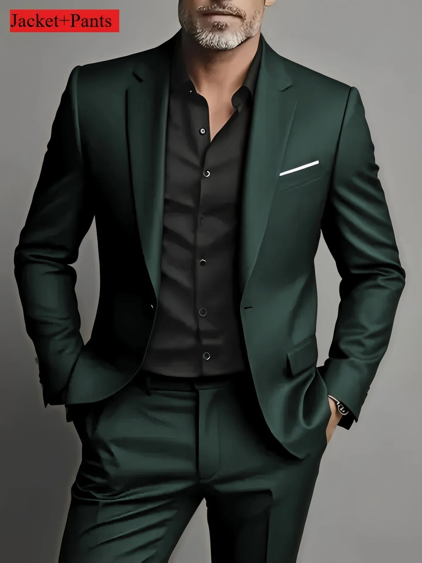 Mamiri-Store. 2 Pieces Extra Large Size Men's Suit Set for Wedding, Prom, and Business