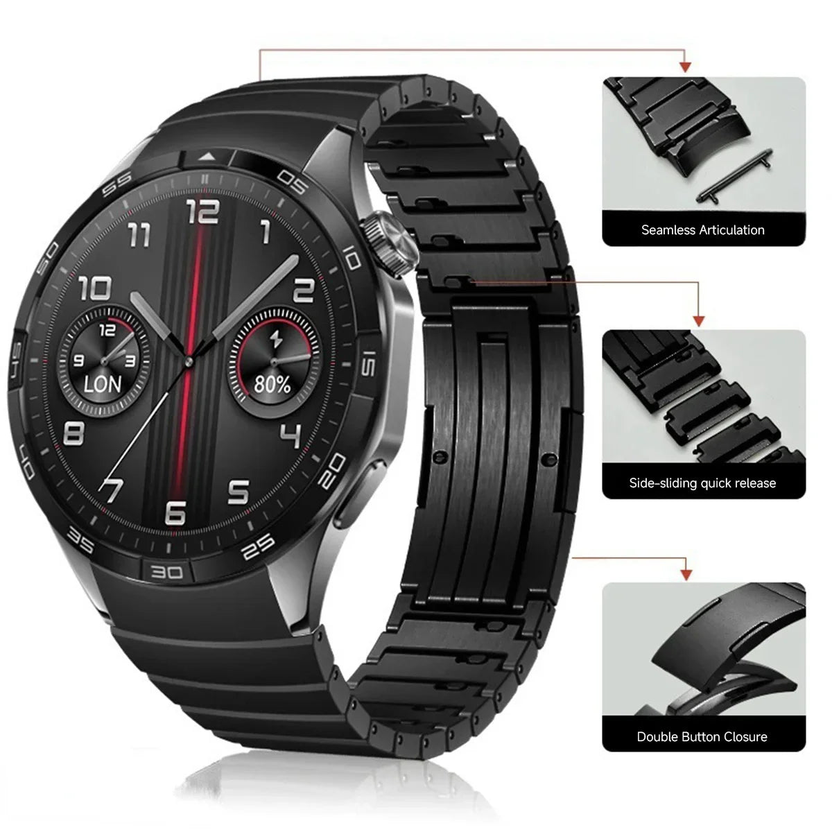 Mamiri-Store Premium Stainless Steel Quick-Release Band for Huawei Watch GT5 46mm