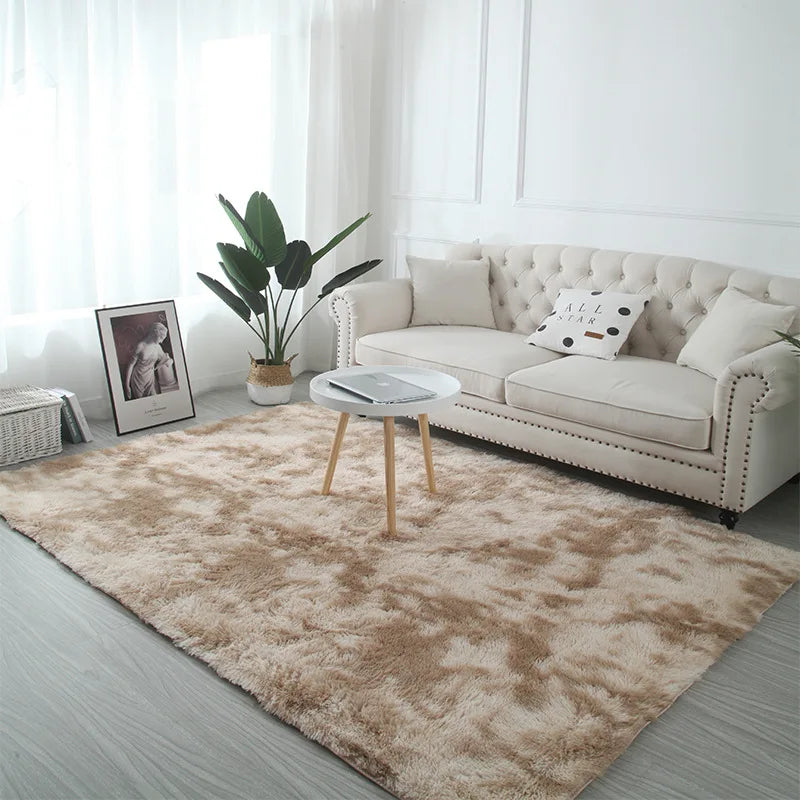VIKAMA Tie-Dye Plush Area Rug | Soft Fluffy Non-Slip Home & Kids Mat