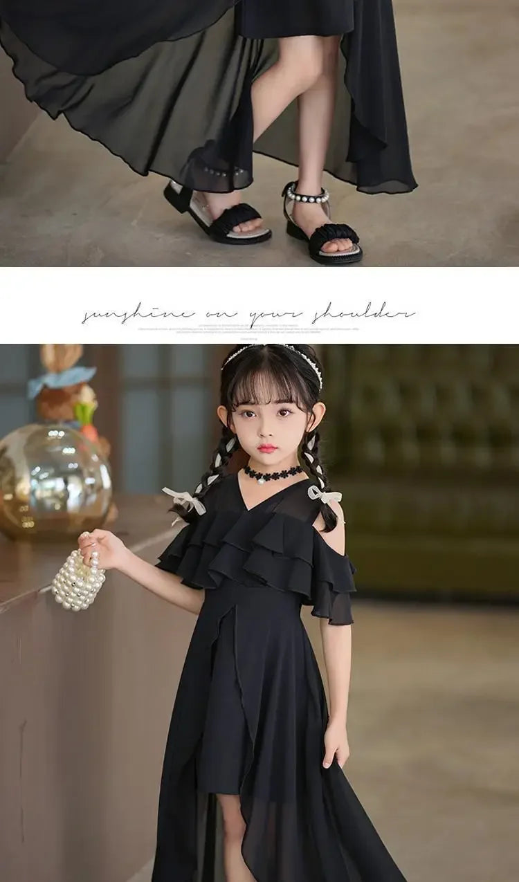 Girls Summer Boho Chiffon Maxi Beach Dress