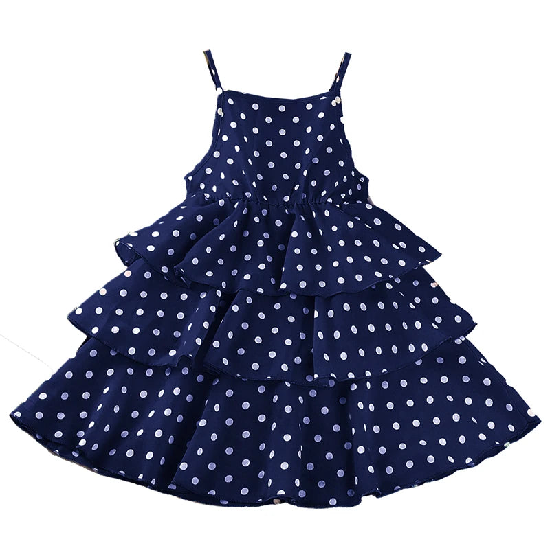Elegant Summer Polka Dot Princess Dress for Girls
