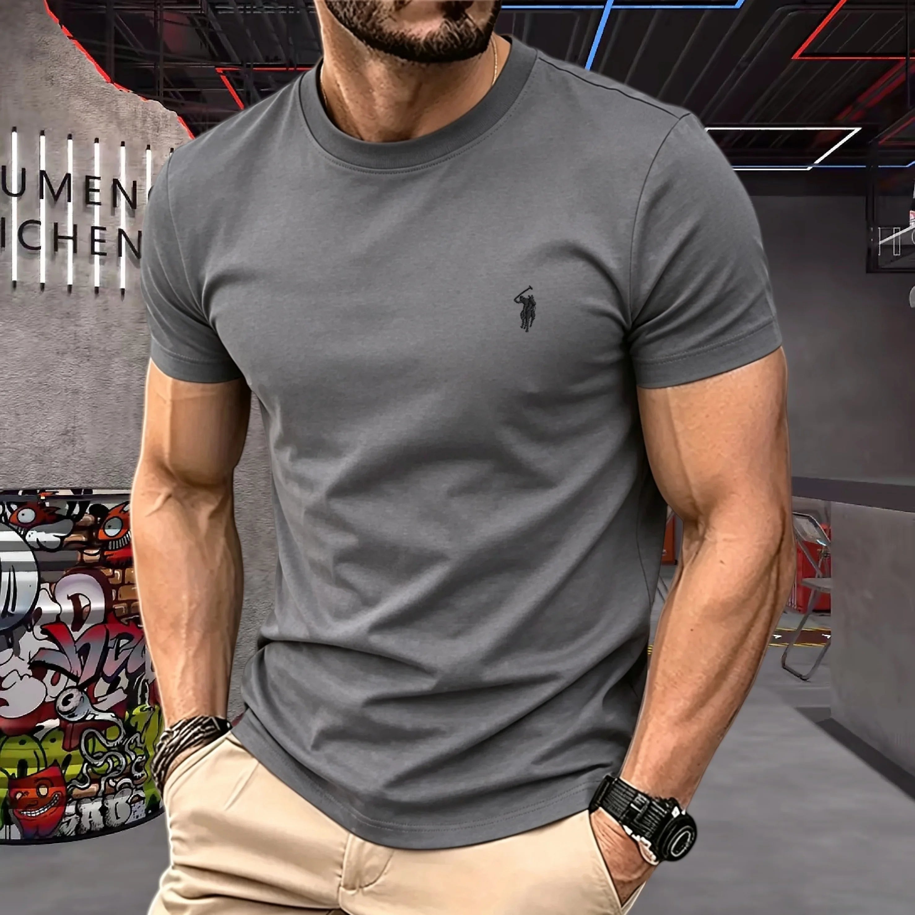 Mamiri Store Embroidery Cotton T-Shirt