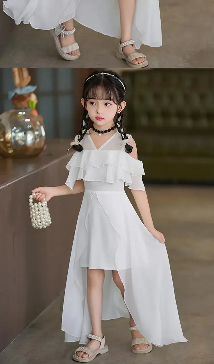 Girls Summer Boho Chiffon Maxi Beach Dress