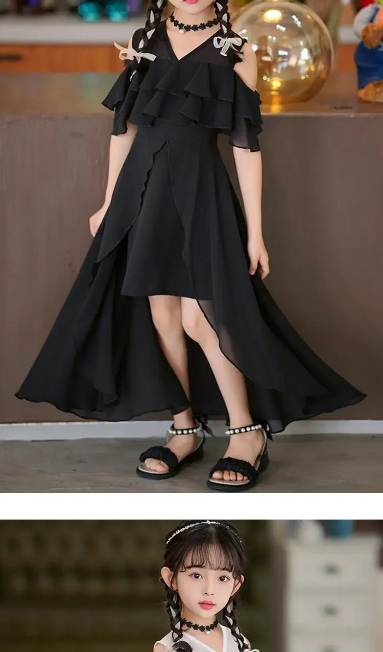 Girls Summer Boho Chiffon Maxi Beach Dress