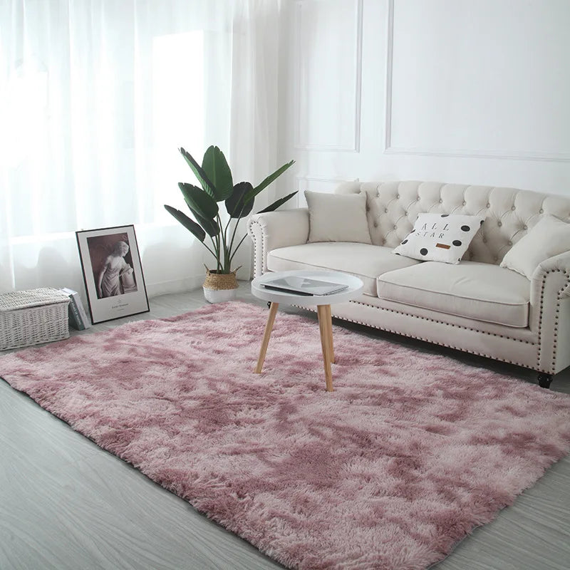 VIKAMA Tie-Dye Plush Area Rug | Soft Fluffy Non-Slip Home & Kids Mat