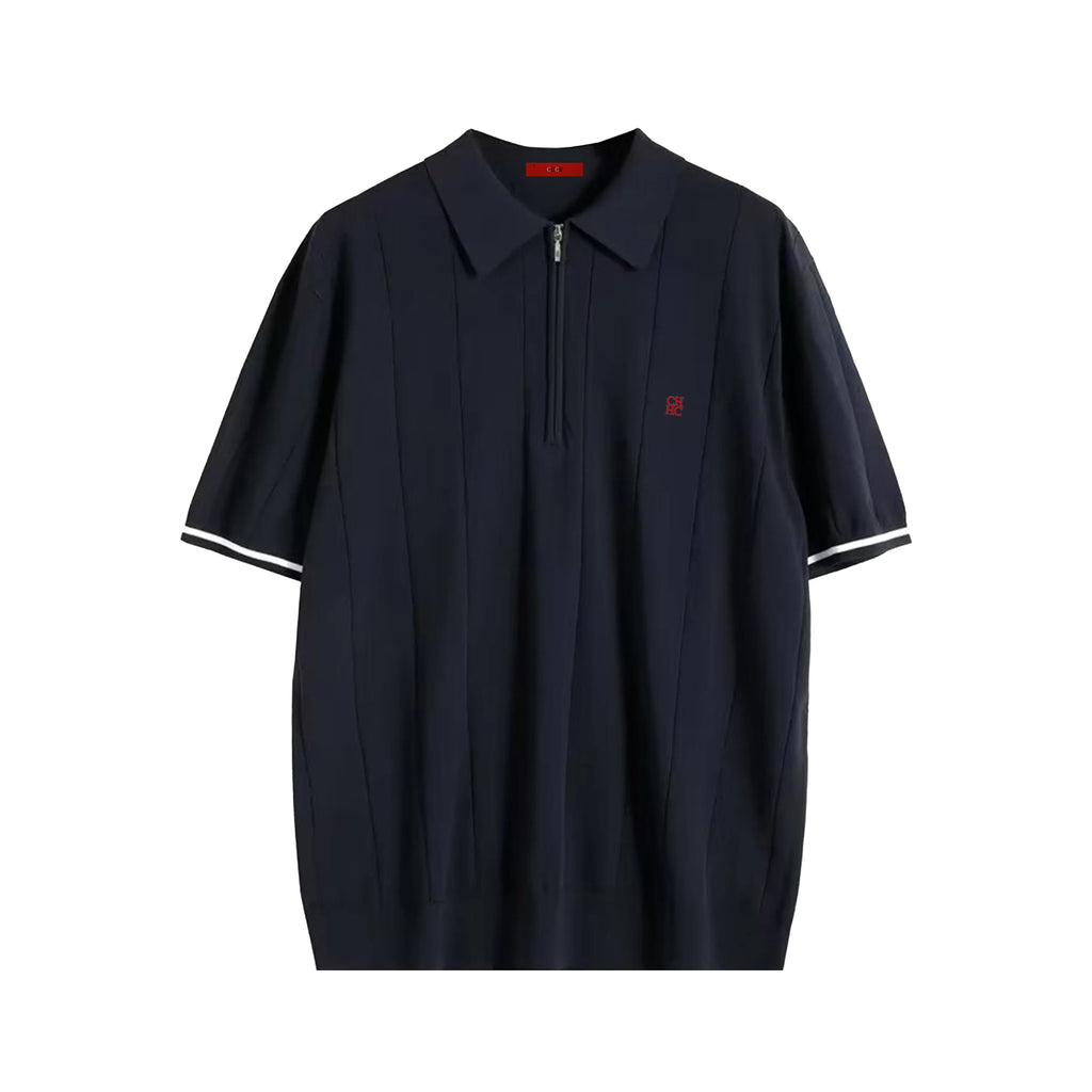 Mamiri-Store CHCH Men's Ribbed Knit Polo Shirt | Breathable Summer Smart Casual