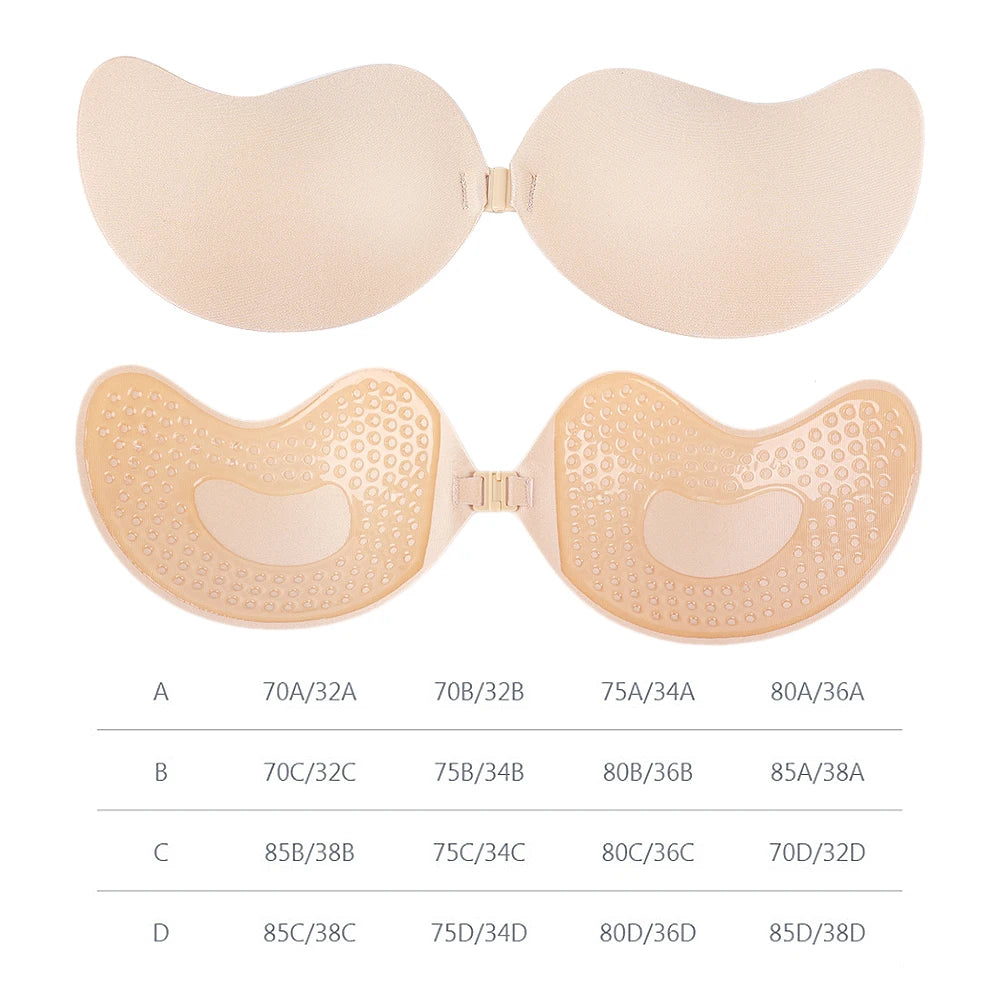 Invisible Strapless Push-Up Bra | Silicone Self-Adhesive Backless Bra