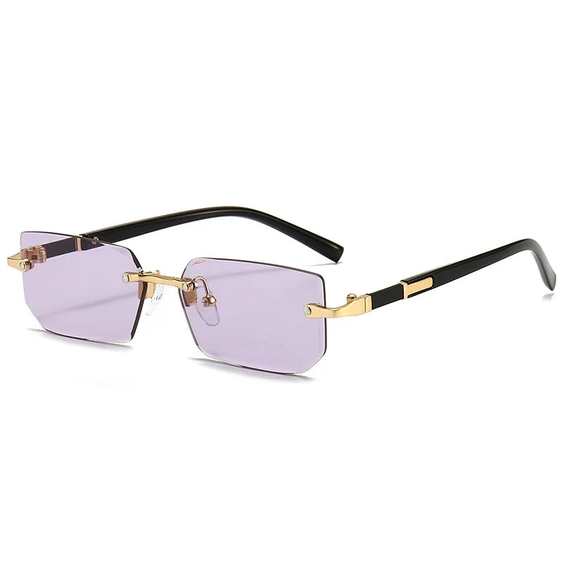 Rimless Rectangle Sunglasses | Unisex Small Square Sun Glasses