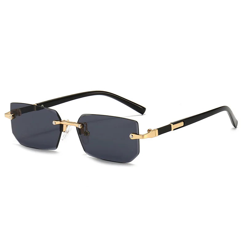 Rimless Rectangle Sunglasses | Unisex Small Square Sun Glasses