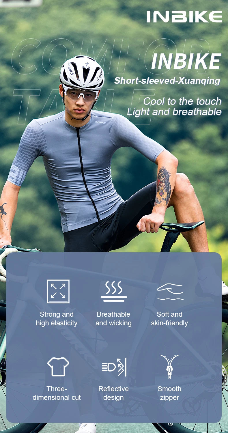 INBIKE Men's Short Sleeve Cycling Jersey | Road & MTB Bike Sportswear