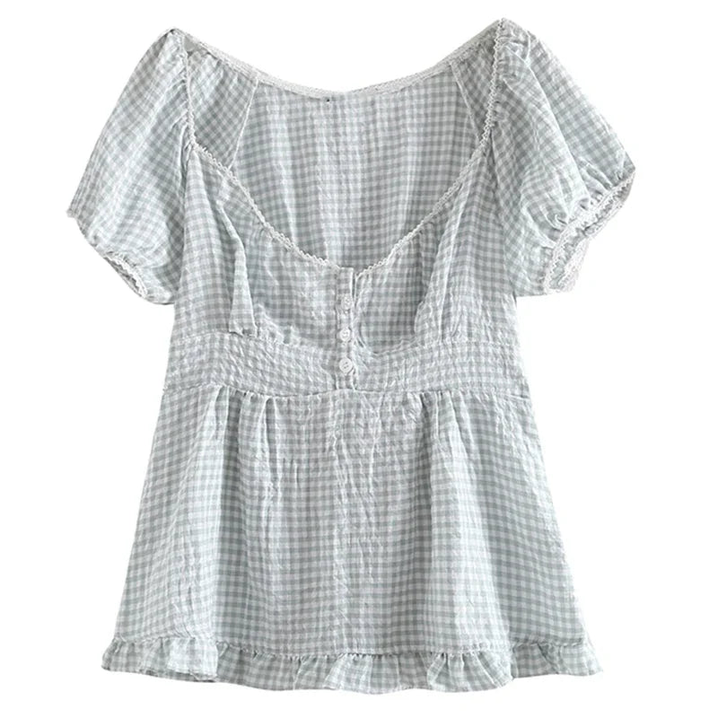Mamiri-Store Vintage-Inspired Y2K Lace-Trimmed Milkmaid Crop Top