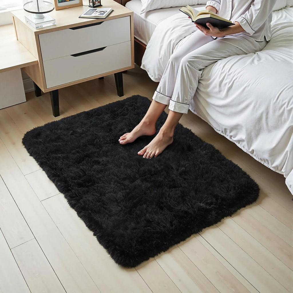 VIKAMA Tie-Dye Plush Area Rug | Soft Fluffy Non-Slip Home & Kids Mat