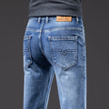 Men's Straight-Fit Stretch Business Jeans | Vintage Blue & Smoke Grey Denim