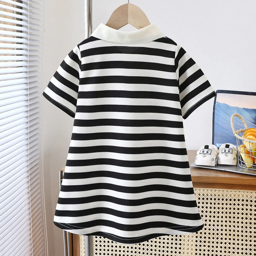 Girls Summer Bubble Sleeve Checkered Strap Dress