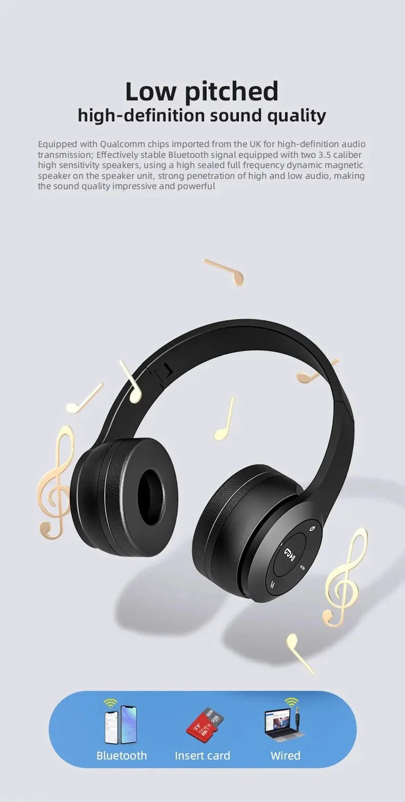 P47 Wireless Bluetooth Headphones | Noise-Canceling Handsfree Headset