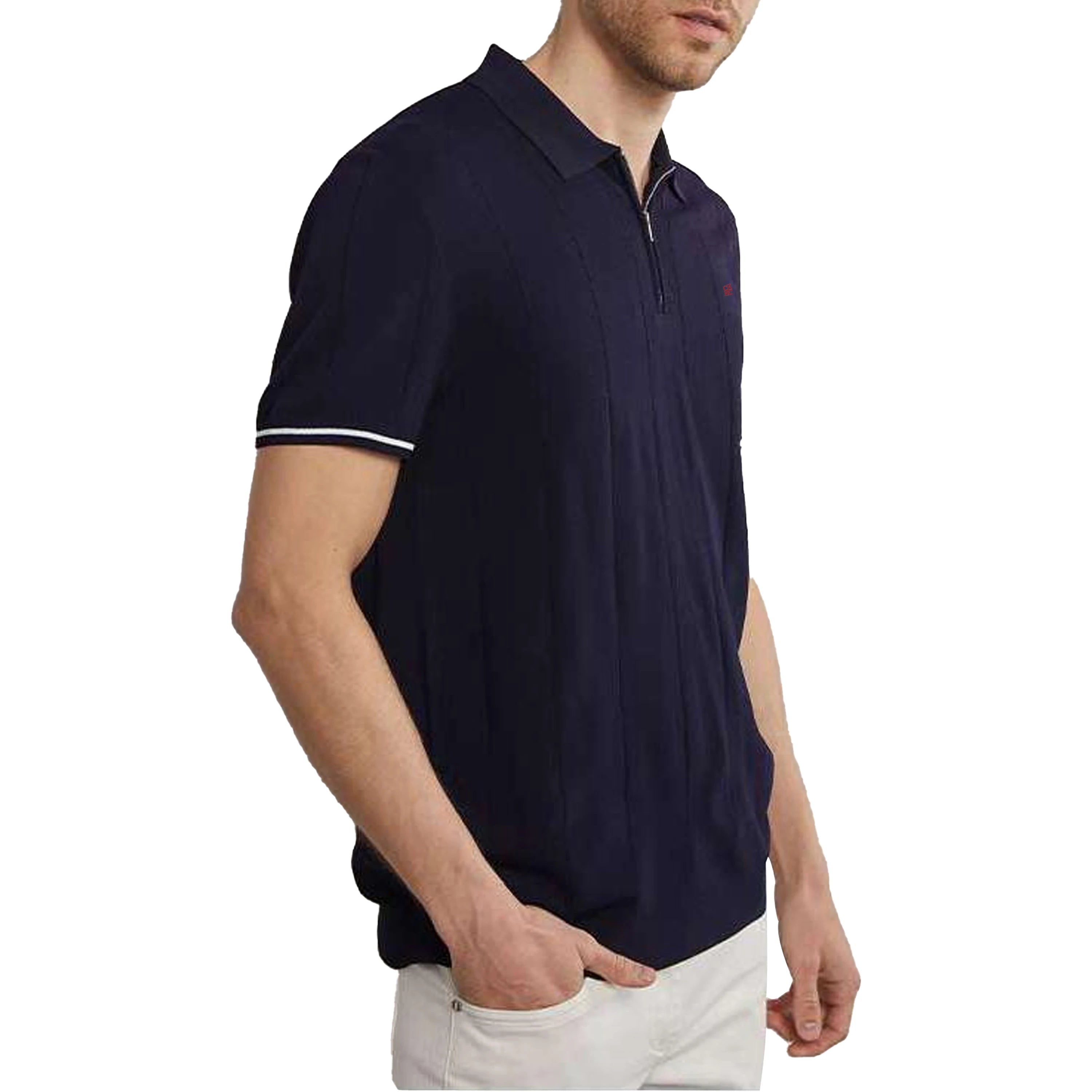 Mamiri-Store CHCH Men's Ribbed Knit Polo Shirt | Breathable Summer Smart Casual