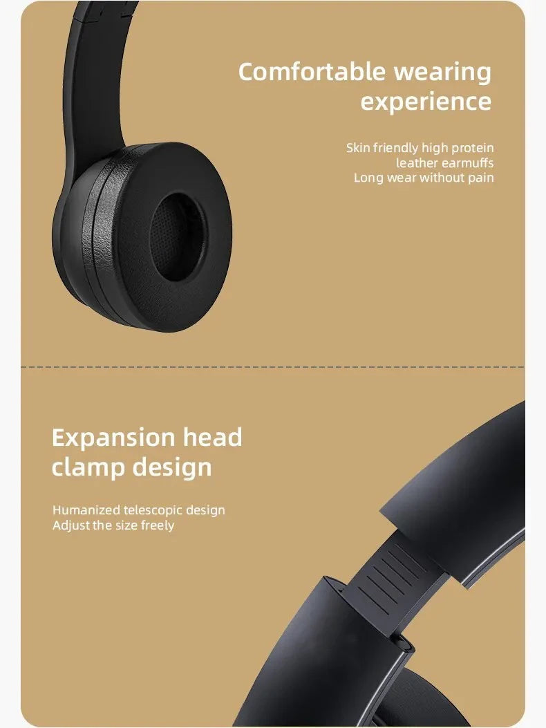 P47 Wireless Bluetooth Headphones | Noise-Canceling Handsfree Headset