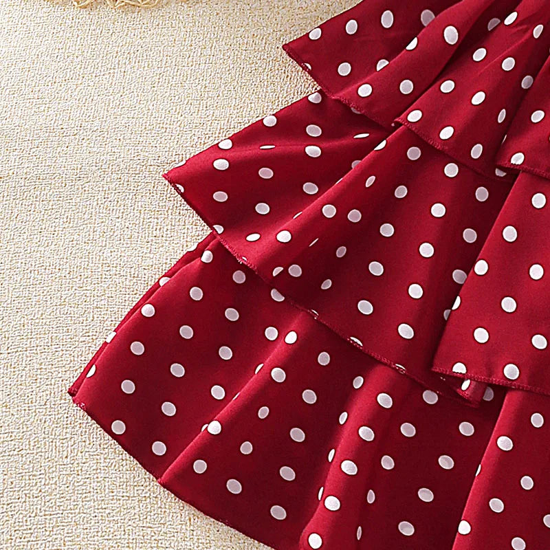 Elegant Summer Polka Dot Princess Dress for Girls