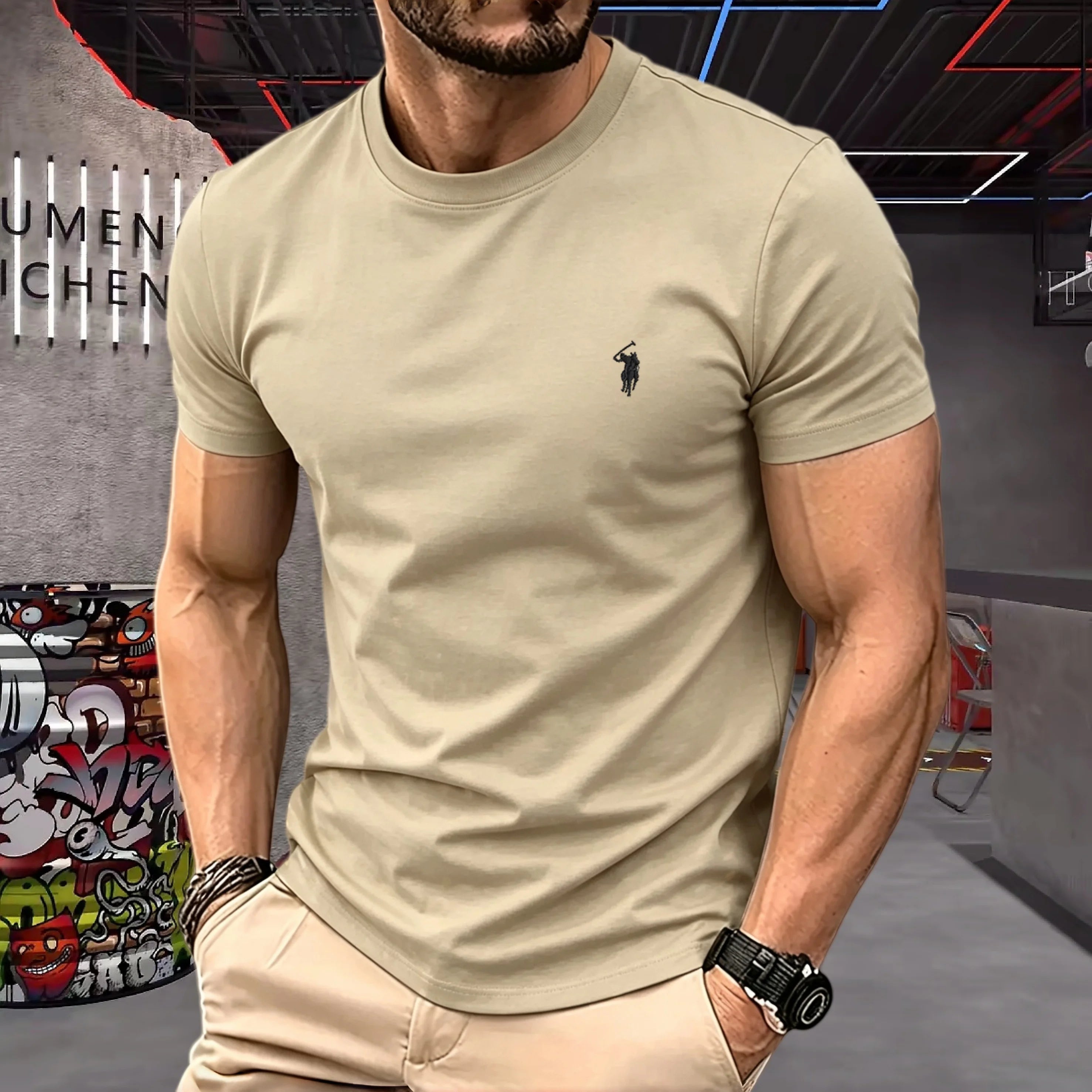Mamiri Store Embroidery Cotton T-Shirt